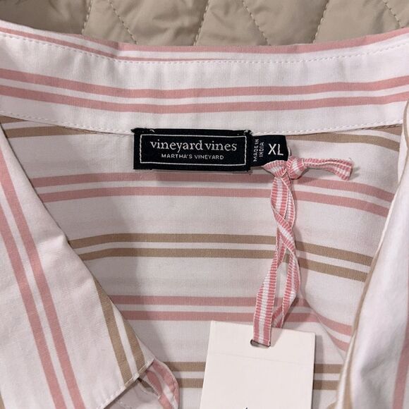 Vineyard Vines XS-XL White Pink Stripes Oversized Poplin Button Down Shirt - Picture 16 of 16